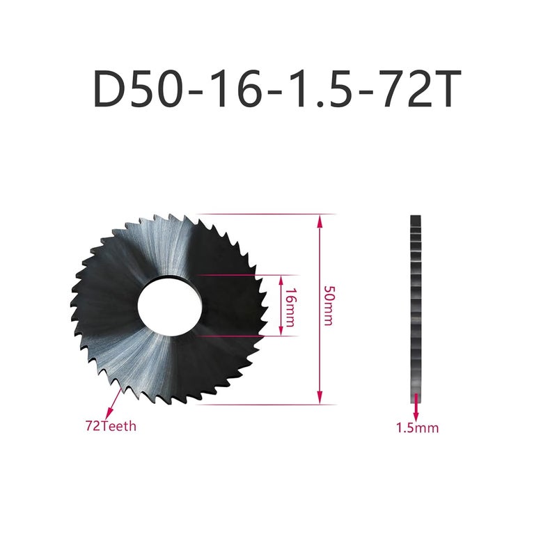 WEXWE Tools Slitting Saw for General-Purpose Slotting and Cut-Off Operations Total Solid Carbide Saw,D50-16-1.5-72T 1PCS - Image 2